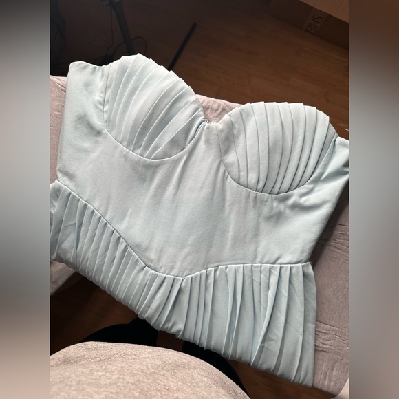 House of CB “Marcella” Pleated Sky Blue Dress - Picture 8 of 9